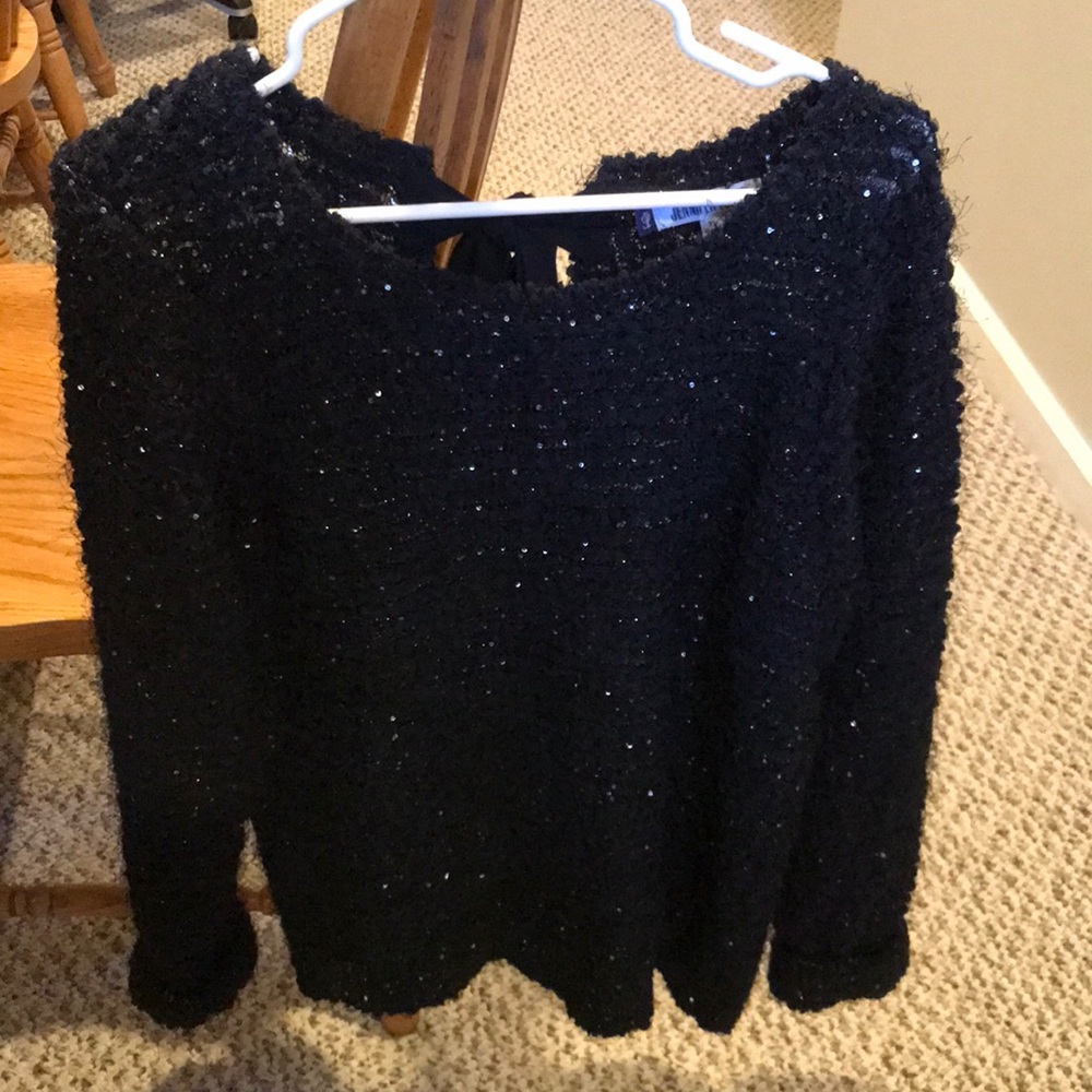 Black Sparkly Sweater with Bow detail
